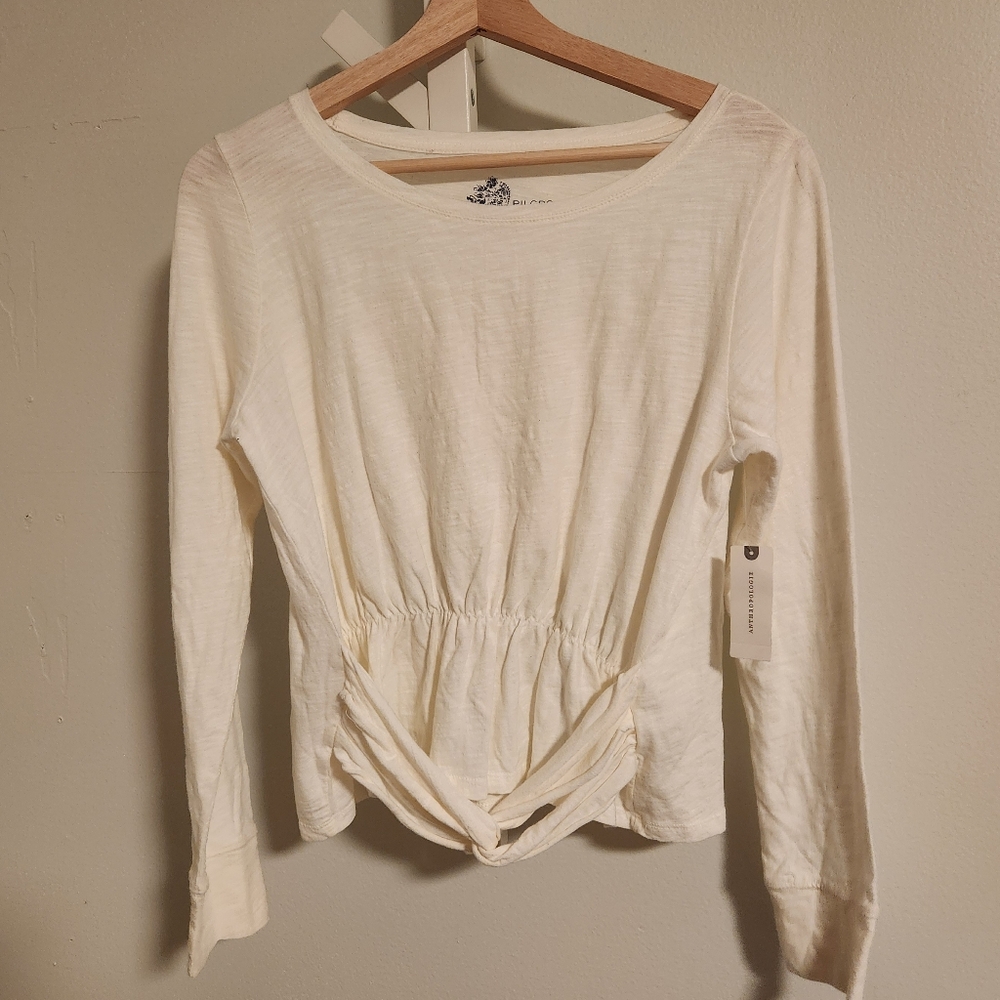 NWT Anthropologie Pilcro Twist-Front Long Sleeve‎ Cotton Tee Medium